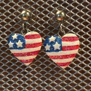 Claire's American Flag Heart Earrings